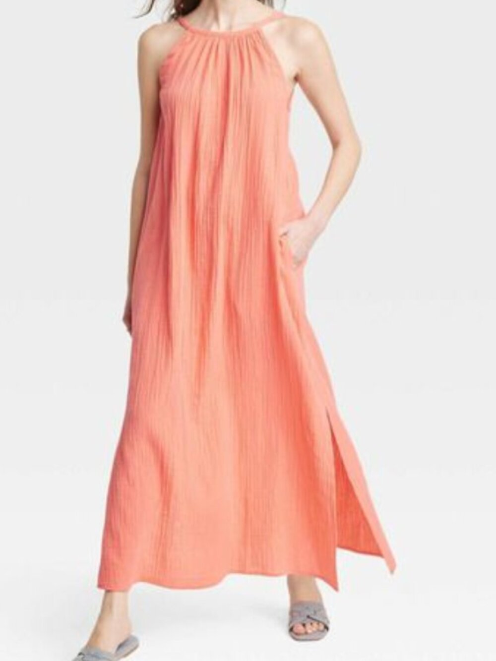 Universal Thread Coral Pink Scoop Back Maxi Shift Dress